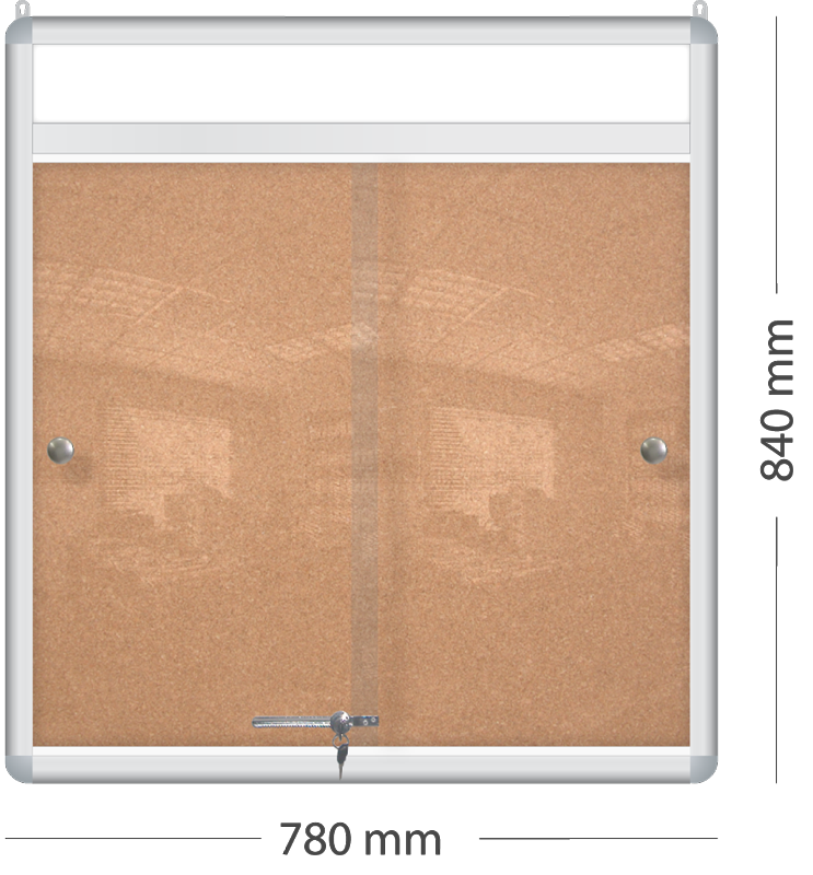 Пробковая доска с раздвижными стеклами 0.78x0.84 м.